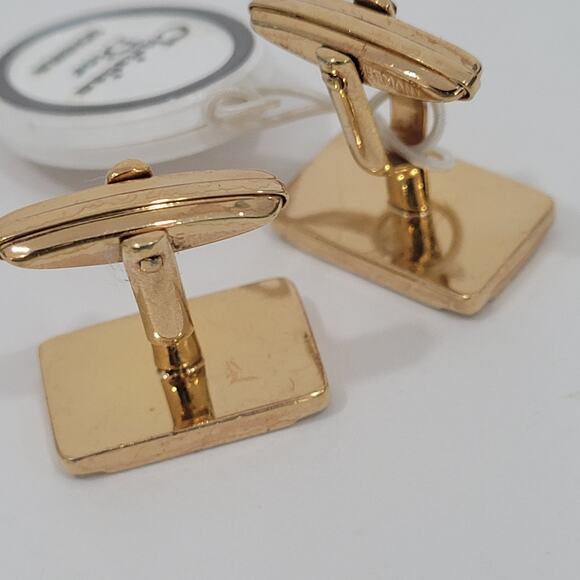 Christian Dior CD Gold Tone Logo Cufflinks Vintage Germany Authentic Glam New - Picture 7 of 8